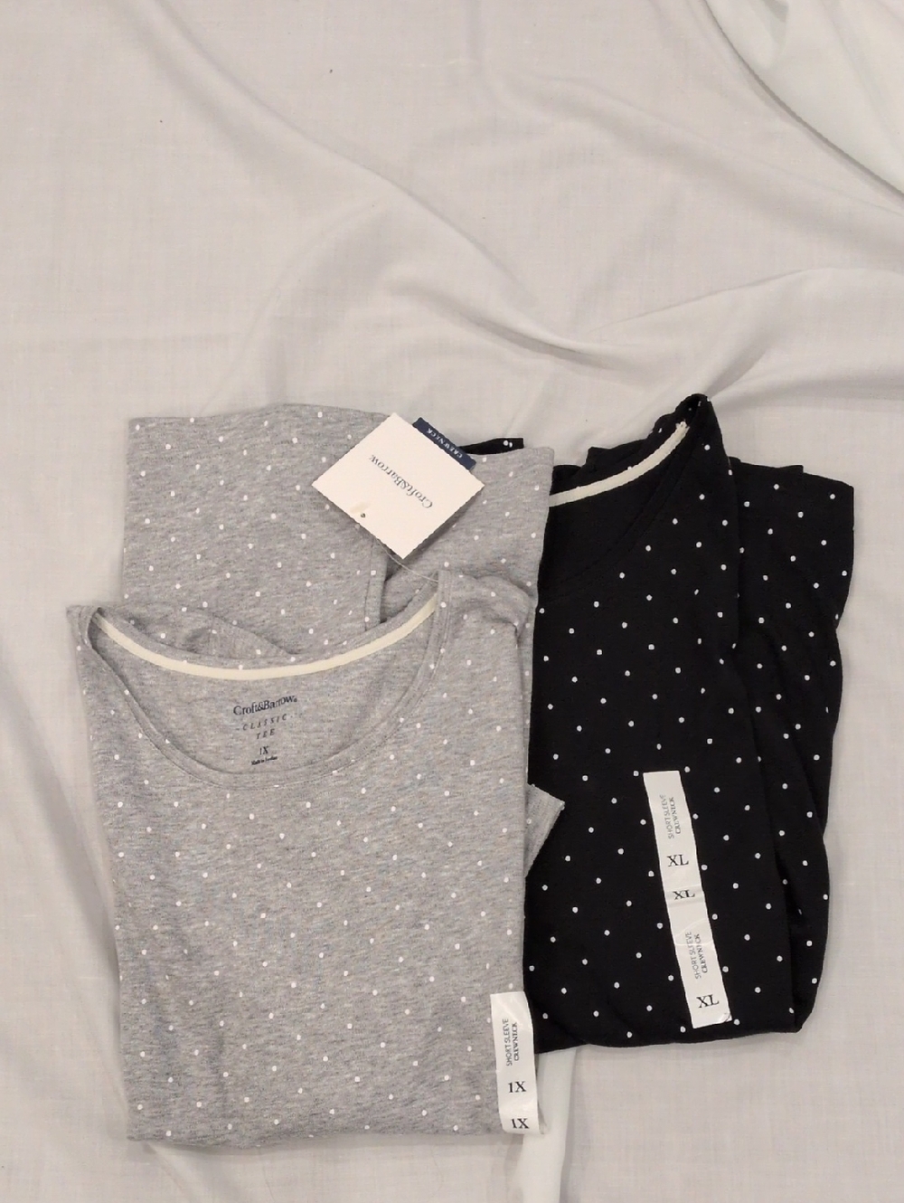 croft & barrow Gray and Black Polka Dot Tee Duo